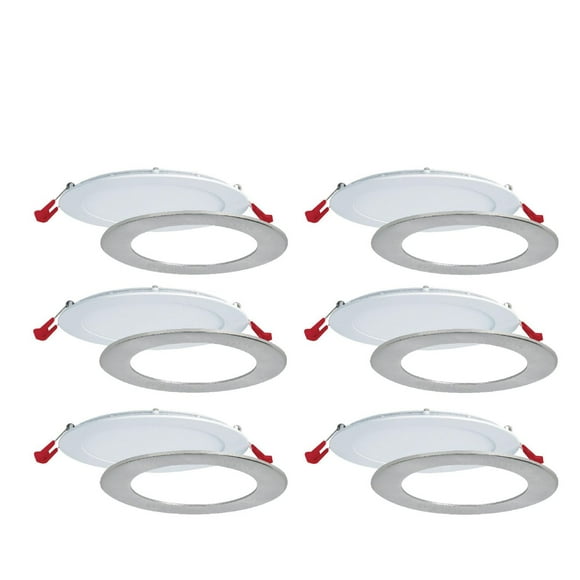 Nadair, 6” LED Recessed Ultra Slim Lights, 6-pack, IC rated, Dimmable, 15W=90W, 1125 Lumens, 3 Built-in color temperature, 3000K,4000K,5000K, Large Junction box, Quick Connect System, White finish, Br