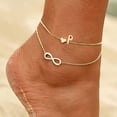 thumbnail image 5 of Uinagy Women's Beach 26 Letters Love Double Layer Anklet Gold, 5 of 5
