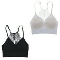 thumbnail image 2 of Marilyn Monroe Women's Lace Racerback Bralette 2 Pack - Black & White -Medium, 2 of 6