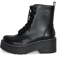 thumbnail image 3 of Chariot & Co Pure Women's Chunky Lug Sole Combat Lace-Up Fashion Ankle Boots, Black, 8.5, 3 of 7