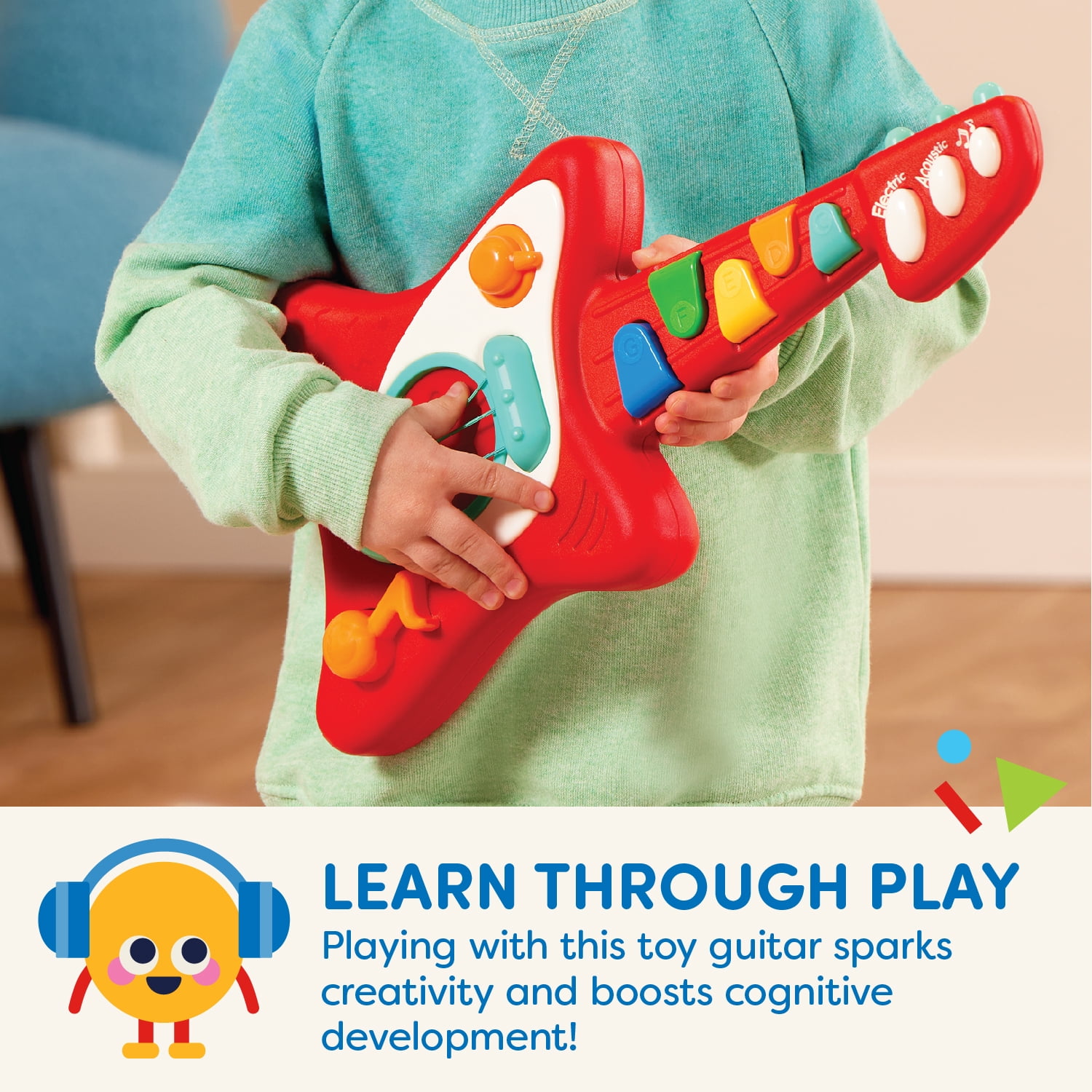 Battat Rock n' Play Guitar with Electric and Acoustic Modes, Toddler and Preschool Toys
