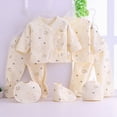 thumbnail image 2 of CAUYDY Preemie Baby Clothes Newborn Boys Girls Outfit Long Sleeve Pajamas Pants Hat Bib Bellyband Cotton 7PCS Layette Set for Infant Fall Winter 0 3 6 Months (Sizes 0-3 Months,Yellow), 2 of 6