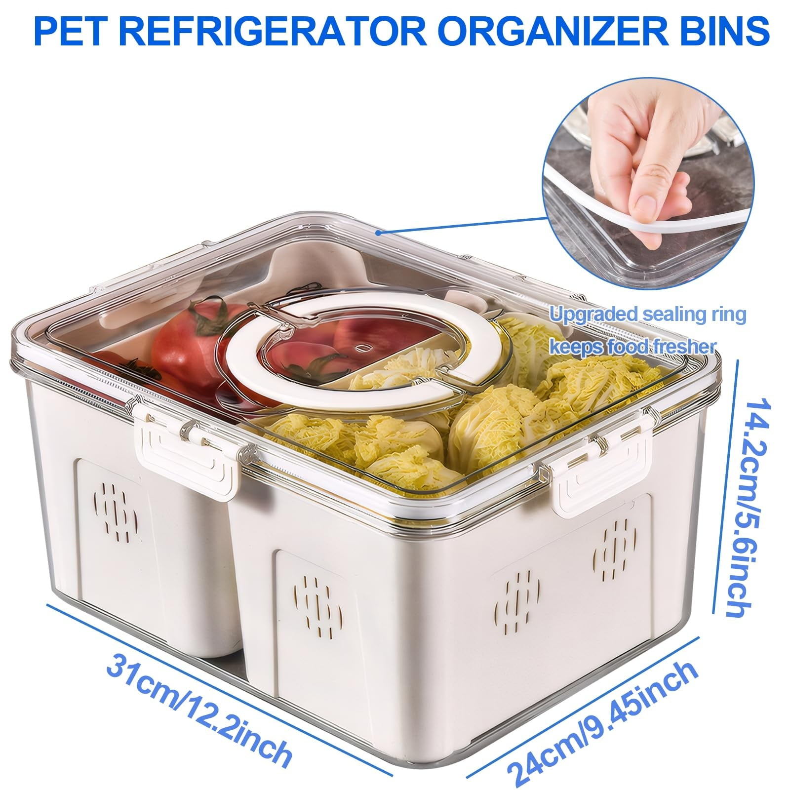 Stacknovo 2-Pack Divided Food Storage Containers - Airtlid Snack & Fruit Organizer Box - View #12