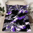thumbnail image 2 of Manfei Graffiti Splash 4-Piece Full Size Sheets for Teens Female Men,Abstract Camouflage Bed Sheets,Black Purple Grey Lightweight Sheet Sets,Ultra Soft Home Decor, 2 of 7