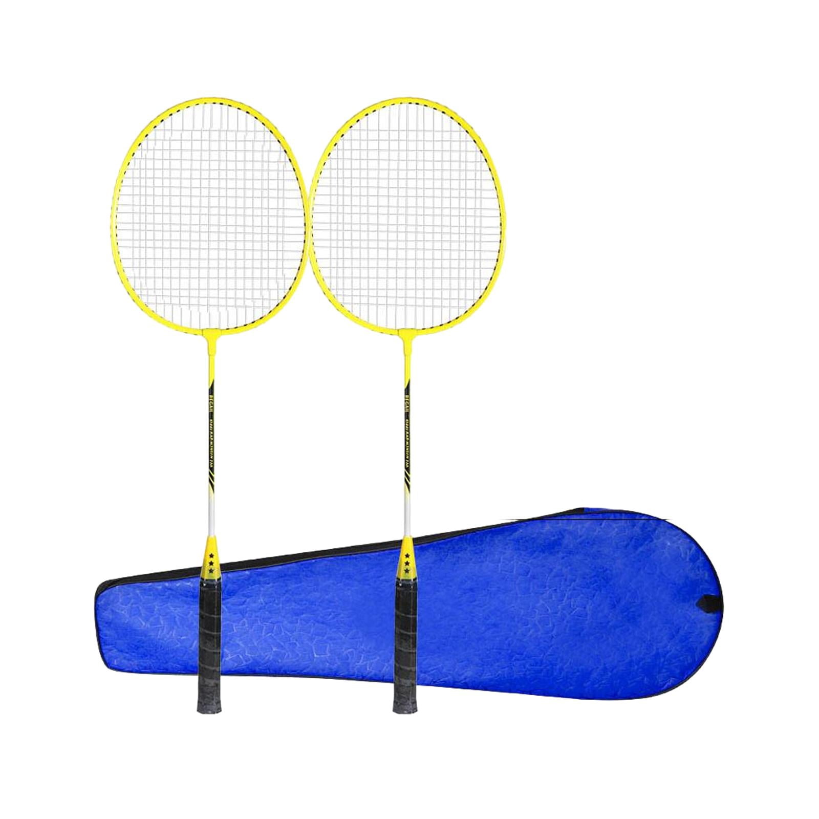 Baoblaze 2Pcs Badminton Rackets Set Badminton Shuttlecock for Couples Beginners Beach yellow