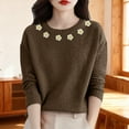 thumbnail image 6 of Women's Marled Knit Sweater, Casual Crewneck Pullover, Heathered Yarn Knit Top, Lightweight Long Sleeve Blouse, Everyday Basic Sweater with Comfort Fit Coffee M, 6 of 9