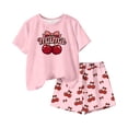 thumbnail image 5 of ITSAME Girls Outfits 2-Piece, Fashion Print Crewneck T-Shirts and Shorts Summer Loose Casual Clothes Set Pink Size 12, 5 of 6