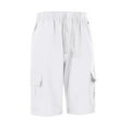 thumbnail image 6 of LIIPEE Boys School Uniform Shorts Solid Color Elastic Waist Drawstring Dress Shorts With Pockets Child Casual Party Shorts,White,11-12 Years, 6 of 9