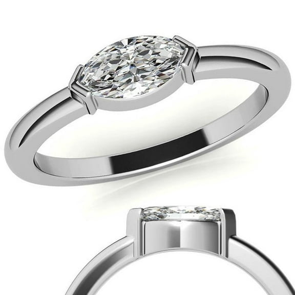 Moissanite Marquise Half Bezel Ring Perfect for Women in Wedding