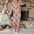 thumbnail image 6 of Pajama Sets for Women 2 Piece Christmas Santa Printed V Neck Button Long Sleeve Matching Pants Set Women Pjs Sets,Khaki,XXL, 6 of 7