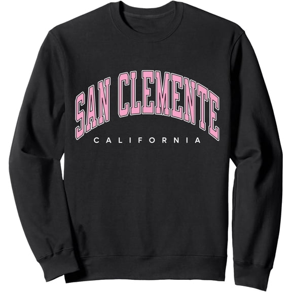 Velto San Clemente California CA Varsity Style Pink Text Swearshirt Full Size S-5XL
