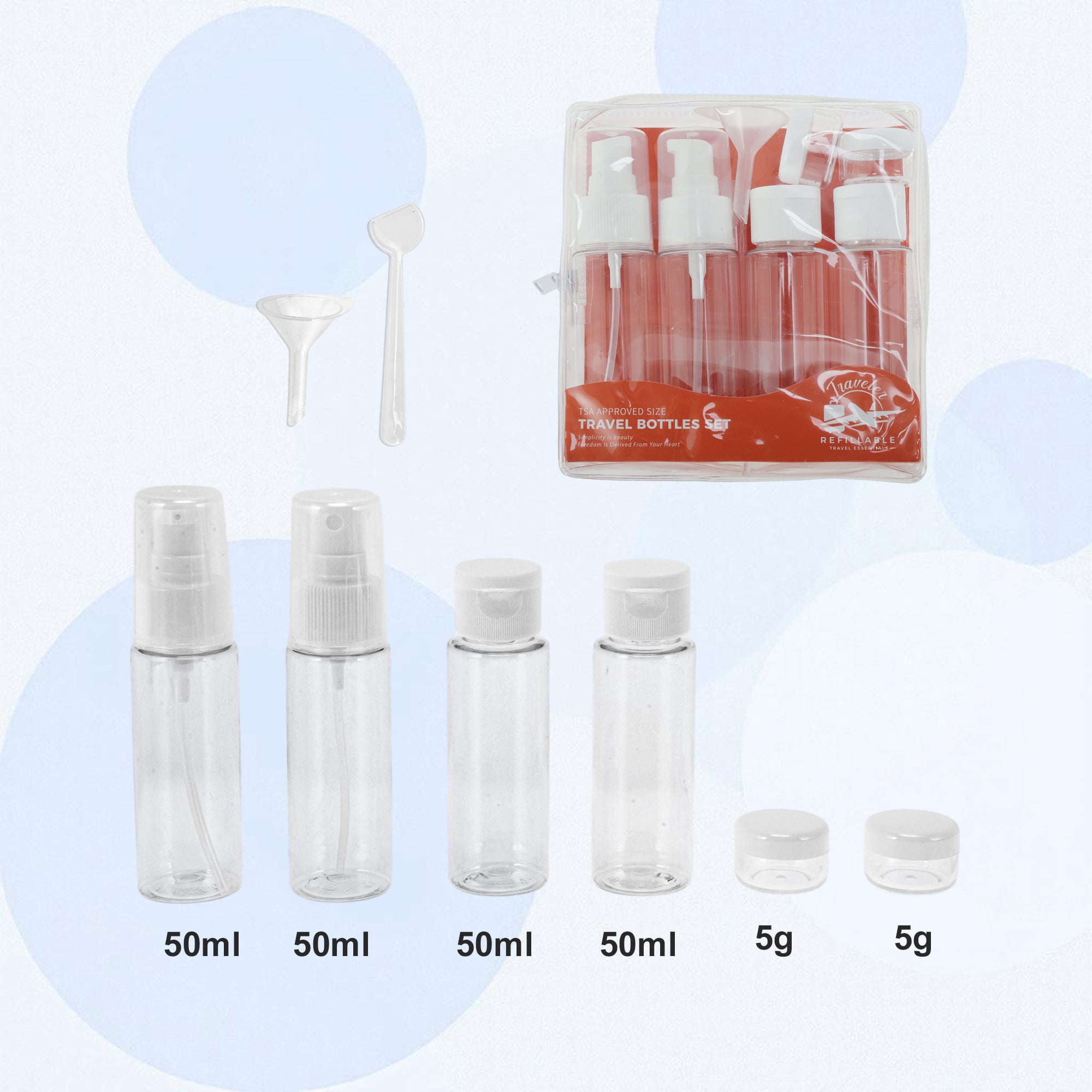 Unique Bargains Leakproof Travel Container Set with Transparent Zipper Pouch White 6Pcs