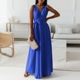 thumbnail image 5 of B91xZ Womens Oversized Sweatshirt Dress Sleeveless Halter Neck Ruffle Layed Chiffon Flowy Swing Long Midi Dress,Blue S, 5 of 5