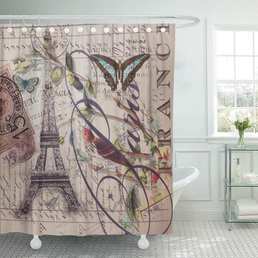 CYNLON Modern Script French Country Butterfly Paris Eiffel Vintage
