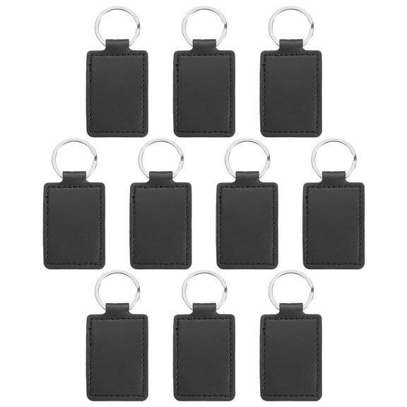 Uxcell Sublimation Blank Keychains, 10Pcs Rectangle Leather Keychain Blanks Heat Transfer Keychains, Black