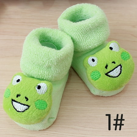 

Baby Socks Shoes Toddlers Floor Stockings with Soft Sole Cartoon Cat Bunny Frog Adorable Footwear 1 One size