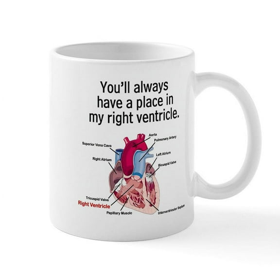 CafePress - My Right Ventricle Mugs - 11 oz Ceramic Mug - Novelty Coffee Tea Cup