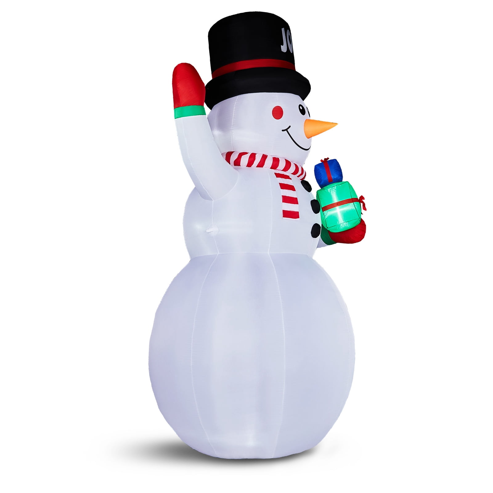12FT Tall Lighted Christmas Inflatable Decoration, Inflatable Giant Snowman Holding Gift Boxes, Funny Blow Up Yard Decorations with Built-in LED Lights for Holiday Party Front Yard Lawn Garden Decor