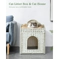 thumbnail image 2 of Cat Litter Box Enclosure Furniture Hidden Litter Box with Mat and Fence Handwoven Rattan Cat House with Two S-Shaped Hooks for Living Room Bedroom 18.5 x 20.5 x 19.1 Inches White, 2 of 14