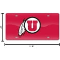thumbnail image 2 of Utah NCAA Utes Red Mirror Look Acrylic License Plate Laser Tag, 2 of 5
