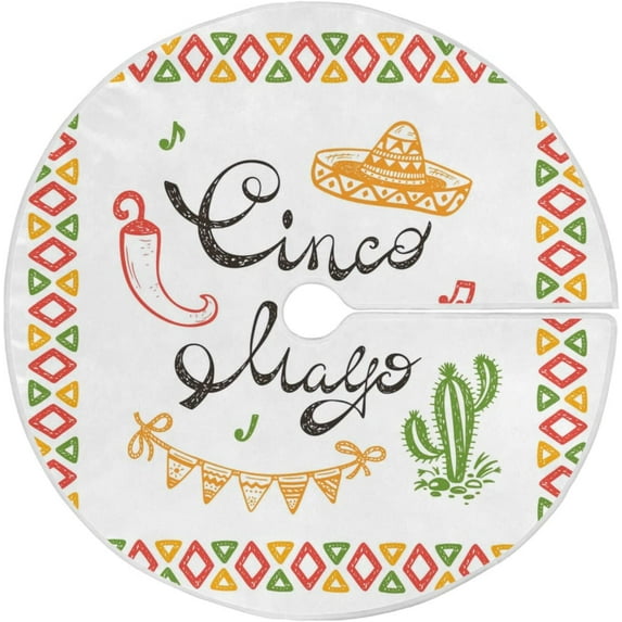 FMSHPON Mexico Cactus Chili Xmas Christmas Tree Skirt Stand Mat for Holiday Party Decoration Indoor Outdoor 48 inches