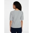 thumbnail image 3 of Time and Tru Women's Cotton Crewneck Tee with Puff Sleeves, Sizes XS-XXXL, 3 of 5