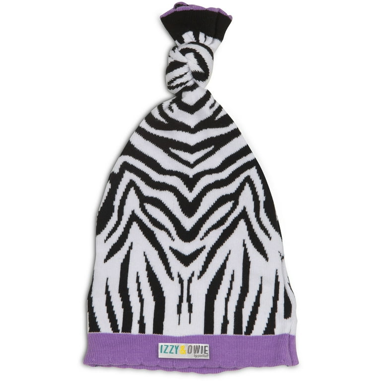 Izzy & Owie 0-12 Month Purple Zebra Hat