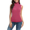 thumbnail image 3 of Miorin Women Turtleneck Sleeveless Tank Tops with Built-in Padded Bra, Stretch Modal Wireless Shelf Bra Undershirt, Solid Fitted Layering Cami for Spring Fall Winter Daily Casual Outfits, Hot Pink M, 3 of 9