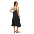 thumbnail image 2 of Fiophy 100% Linen Dress V Neck Tie Front Sleeveless Spaghetti Strap Summer Casual Midi Summer Beach Dresses,Black, L, 2 of 8