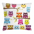 thumbnail image 1 of Nursery Throw Pillow Cushion Cover, Set of Patchwork Quilt Style Owls on Branches with Green Leaves Bird Mascots Print, Decorative Square Accent Pillow Case, 16 X 16 Inches, Multicolor, by Ambesonne, 1 of 2