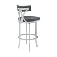 thumbnail image 3 of Natalie Contemporary 30" Bar Height Barstool in Brushed Stainless Steel Finish and Vintage Grey Faux Leather, 3 of 8