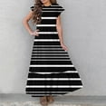 thumbnail image 5 of Spazoro Kids Girls Dresses, Striped Round Neck Fashion Short Sleeve Princess Dress for Child Girls Black Size 11-12T, 5 of 7