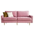 thumbnail image 1 of Velvet Fabric Sofa Couch,71 inch Wide Mid Century Modern Couch 700lb Heavy Duty with 2 Throw Pillows for Living Room(Pink), 1 of 8