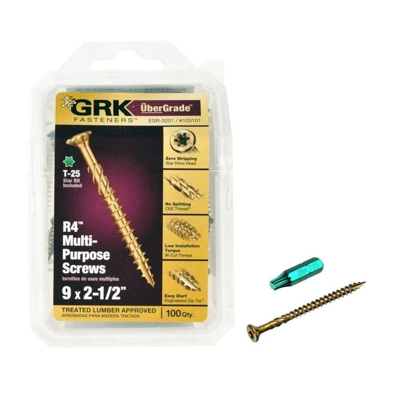 GRK Fasteners R4 No. 9 x 2-1/2 in. L Star Countersink Head Coated Steel Multi-Purpose Screws