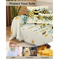 thumbnail image 4 of Bee Love Heart Sofa Couch Covers for 3 Cushion Couch,Washable L Shape Sectional Sofa Covers for Loverseat/Pet,Yellow Spring Floral Green Eucalyptus Plaid Slipcover Throw Blanket Futon Cover 71x134, 4 of 8