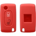 thumbnail image 1 of CHAO Accesorio para llave de coche compatible con llave de coche Peugeot Citroen, funda de silicona suave roja de 2 botones para llave de coche, 1 of 5