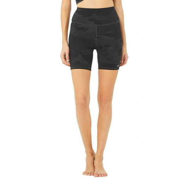 Pantalones cortos Alo Yoga High Waist Vapor para mujer, camuflaje negro