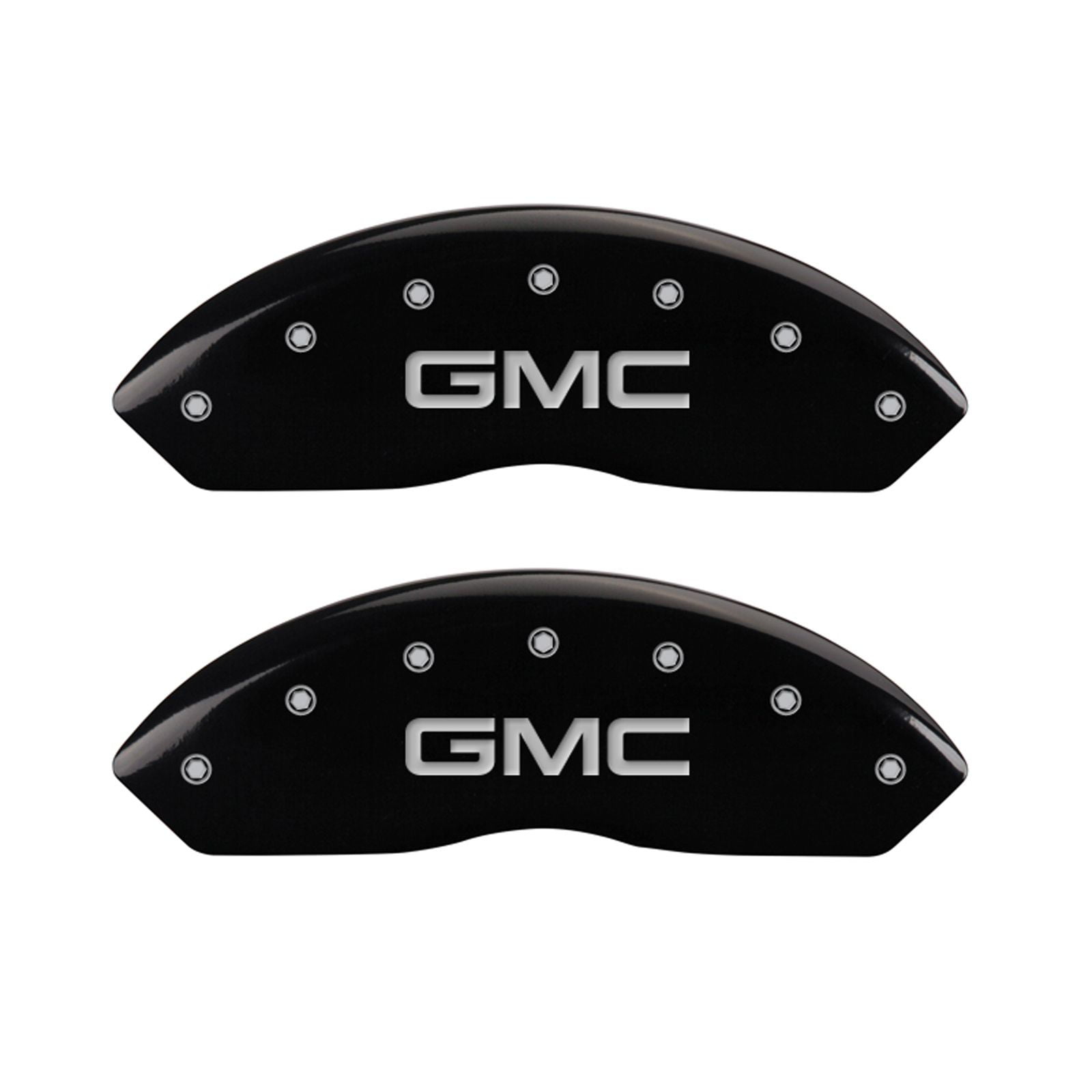 MGP Caliper Covers 34207FGMCBK GMC Engraved Caliper Cover with Black Powder Coat Finish and Silver Characters, Set of 2 