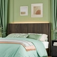 thumbnail image 2 of King Size Headboard Only, Modern Fluted Wall-Mounted Head Board with Lighting, Boho Wood Bed headboard Stylish Bedroom Decor, Espresso, 2 of 9
