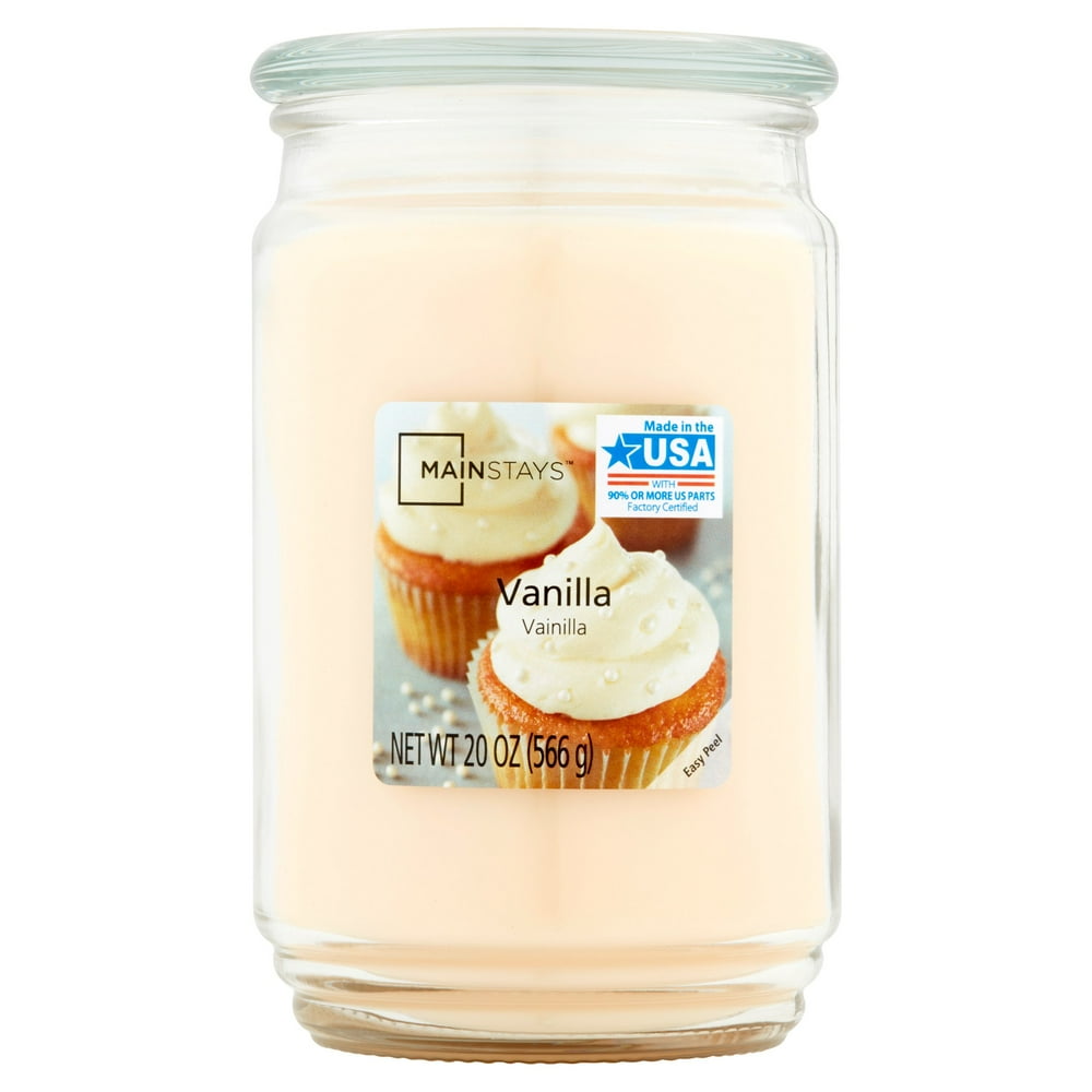 Mainstays Vanilla Scented SingleWick Large Glass Jar Candle, 20 oz