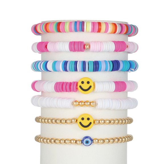DESIGNICE 7Pcs Bracelets for Teen Girls,Minimalist Stretch Bracelets for Effortless Style,Inspirational "What Would Jesus Do" Bracelets for Thoughtful Messaging
