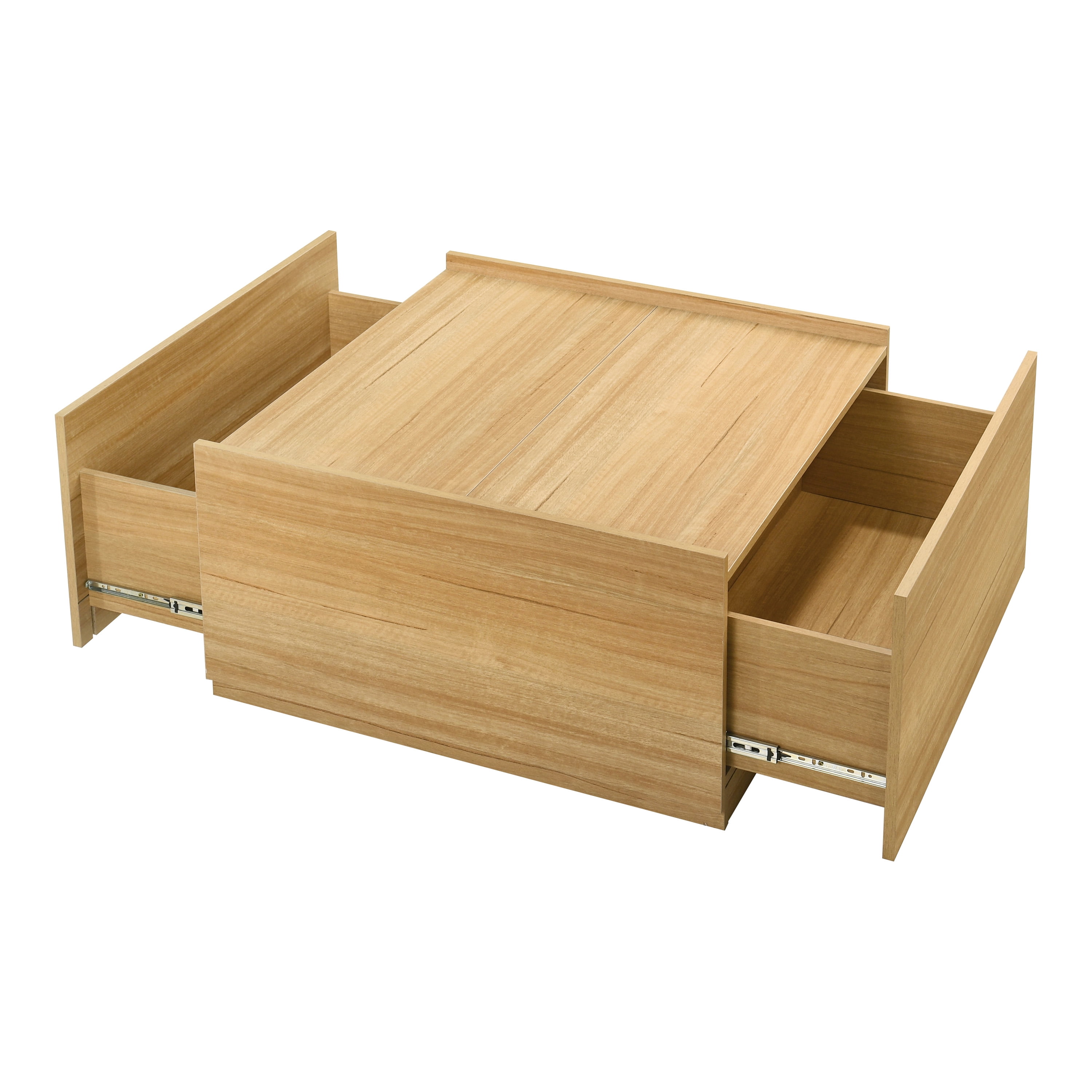 Furniture of America Afra Modern Wood 2-Drawer Square Storage Coffee Table, Natural