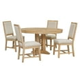 thumbnail image 3 of 5 Pieces 42-58" Extendable Round Dining Table Set with 16" Removable Leaf for 4, Dining Table with 4 Upholstered Dining Chairs, Farmhouse Wood Table Set for Dining Room, 3 of 11