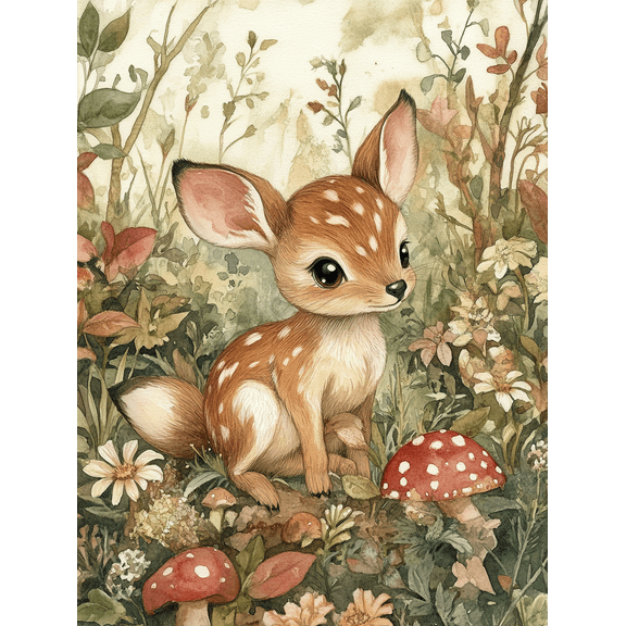 Cute Fawn Forest Animal Canvas Print/Wall Art， Perfect for Living Room， Bedroom， Nursery， Office， and Hallway Decoration.