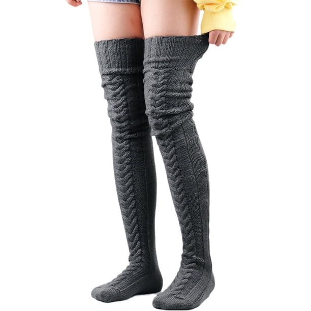 Minnieouse 1 par de medias para mujer, hilo de Color sólido, calentador de pies cálido para invierno, , vestidor, bota decorativa para niña, Medias Gris oscuro