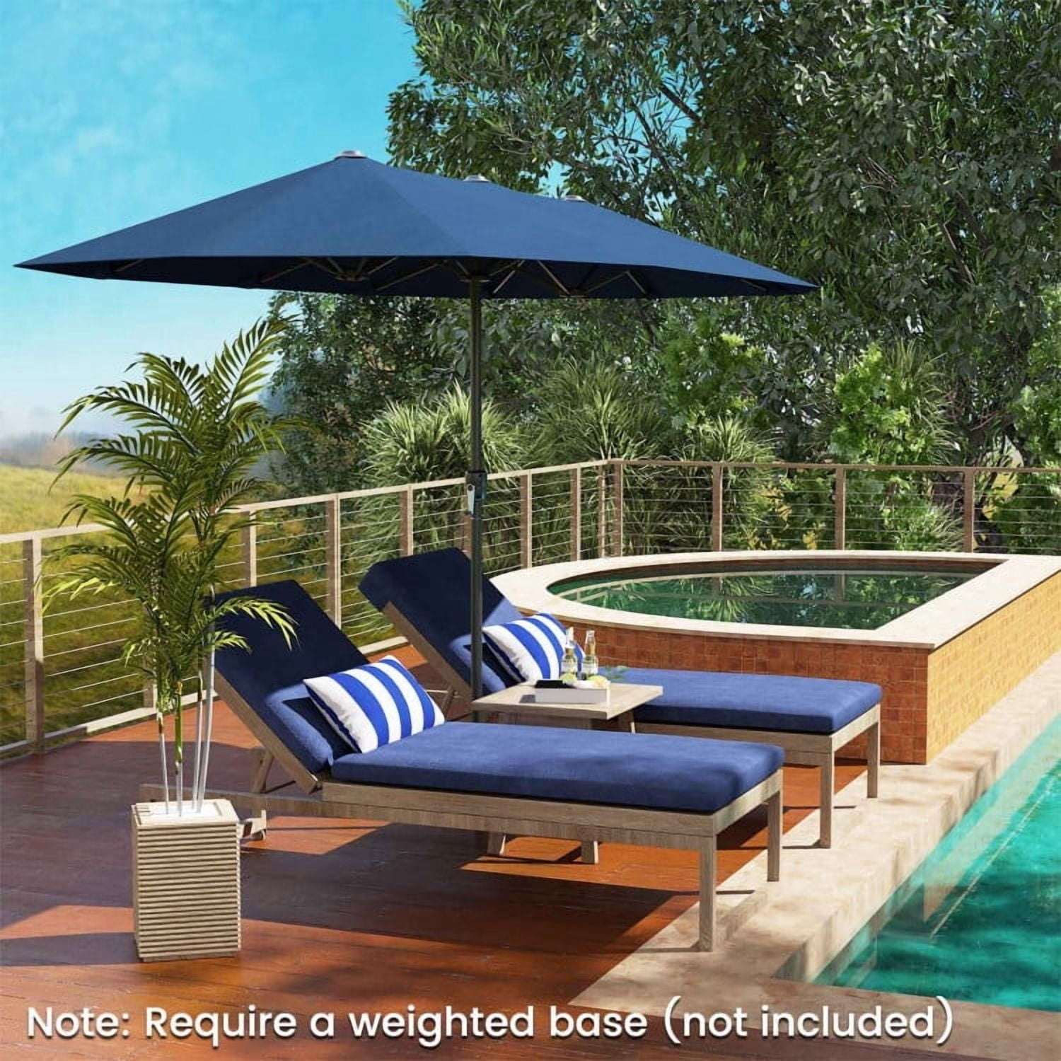 GVN Outdoor Patio Umbrella,Patio Umbrella,13 FT Large Patio Umbrella Outdoor Double-Sided Table Market Umbrella with Crank Handle-Navy