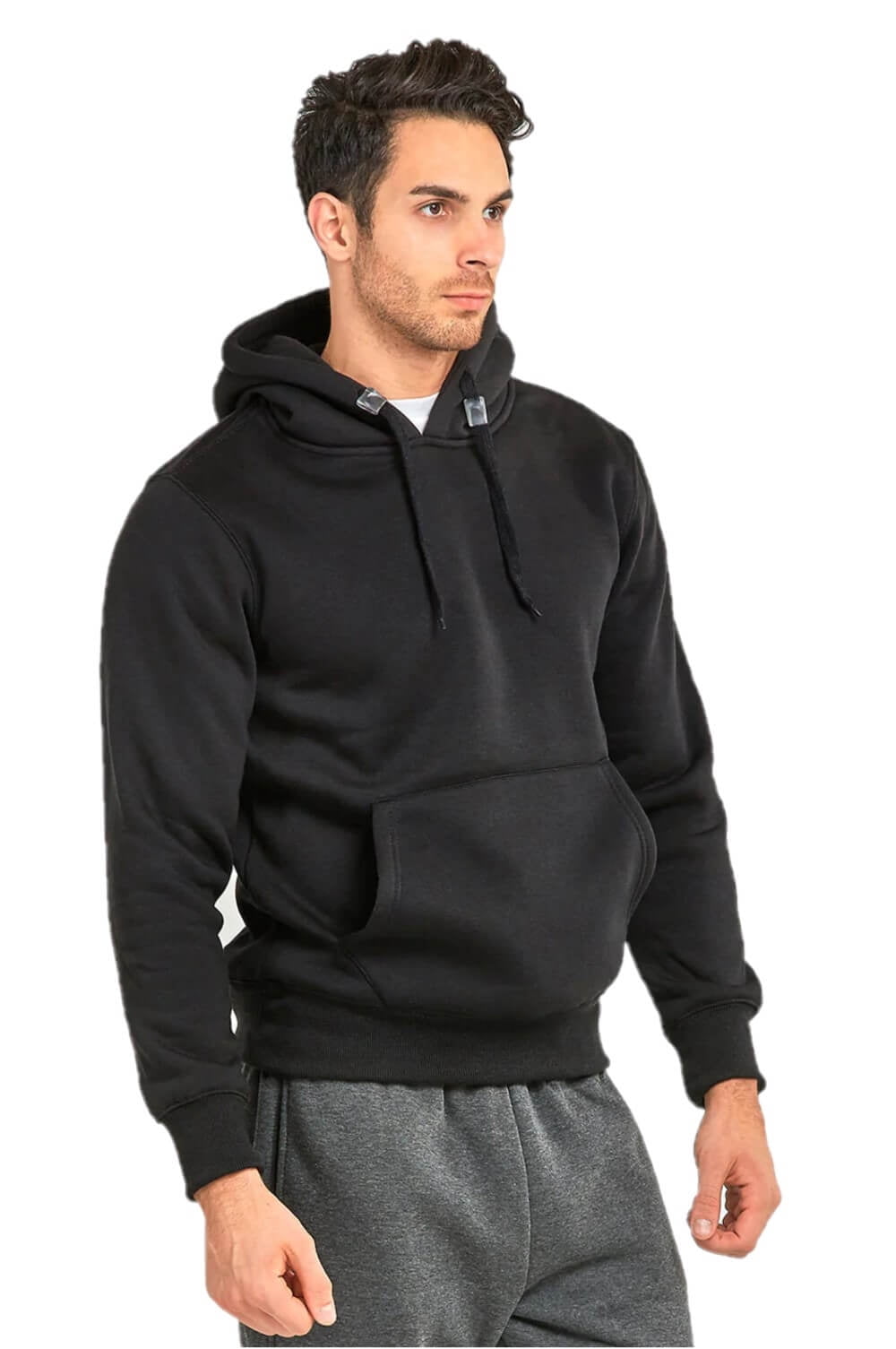 Men's Heavyweight Fleece Active Casual Cotton Long Sleeve Pullover Hooded Sweatshirt, Black XL, 1 Pack