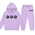 thumbnail image 5 of Toddler Baby Girl Fall Winter School Set Birthday Girl Outfit Letter Sweatshirt Long Sleeve Pullover Tops & Pants 2Pcs Set,11-12 Years,Purple, 5 of 6
