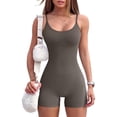 thumbnail image 2 of Baberdicy Jumpsuits for Women Clearanceï¼Women's Round Neck Sleeveless Suspender Solid Color Jumpsuit Suspender Bodysuit Shapers Bodysuit Grey, 2 of 5