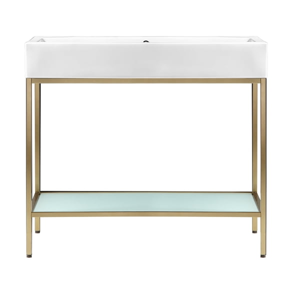 Swiss Madison Pierre 40 Open Shelf Gold Frame Freestanding Bathroom Vanity with Sink Top